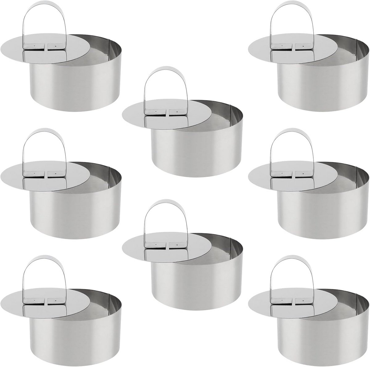 Set van 8 Bakringen 8 cm - Roestvrij Staal voor Taarten en Desserts