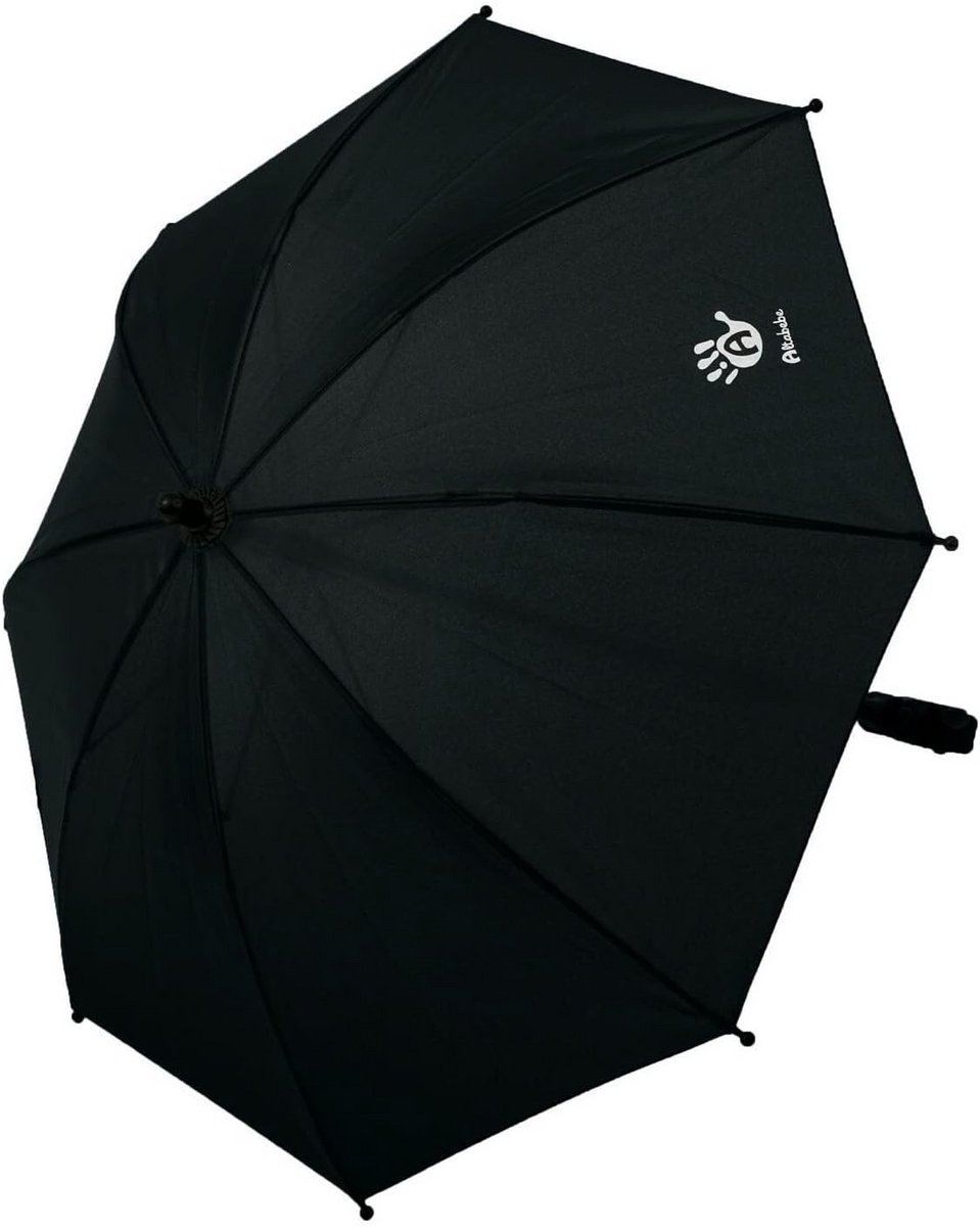 Universele parasol voor kinderwagen en buggy met UV-bescherming 50+, 73 cm diameter, buigzaam, zwart