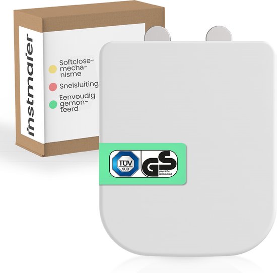 Siège de toilette instmaier - Testé TÜV - Duroplast - Forme angulaire - Wit