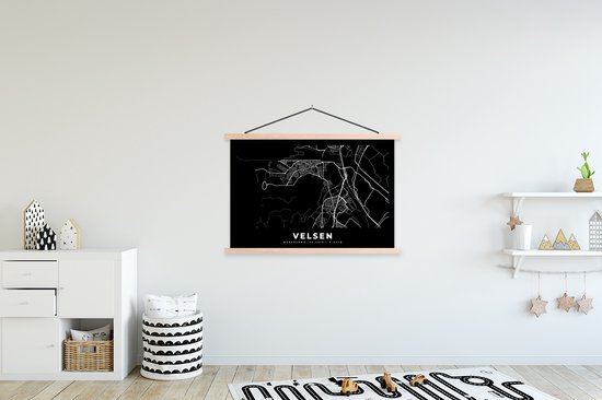 Porte-affiche avec affiche - Affiche scolaire - Carte - Velsen - Zwart - 120x80 cm - Lattes vierges