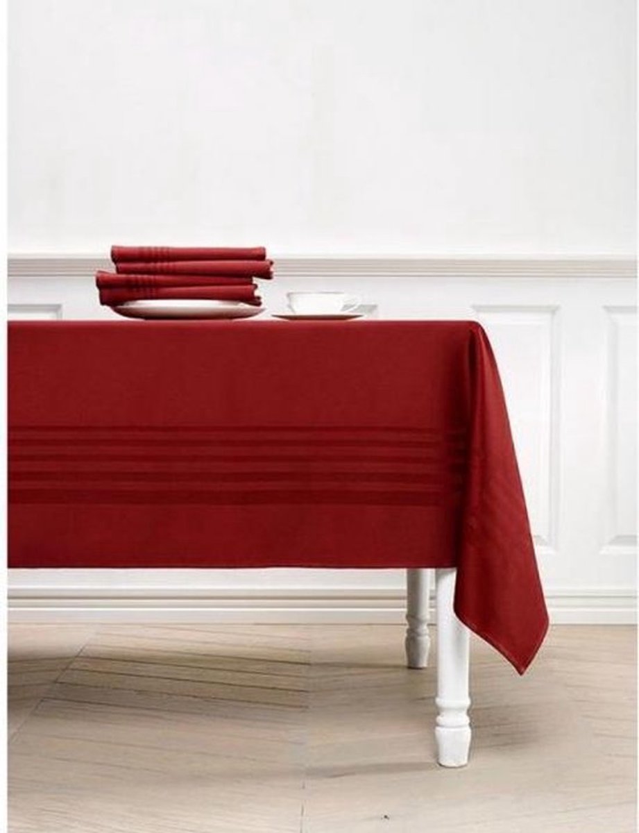 Damast Tafelkleed Deauville Bordeaux 260x160cm, De Witte Lietaer