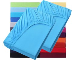 Set van 2 hoeslakens voor waterbed en boxspring - 200 x 220 cm - 100% katoen - Turquoise