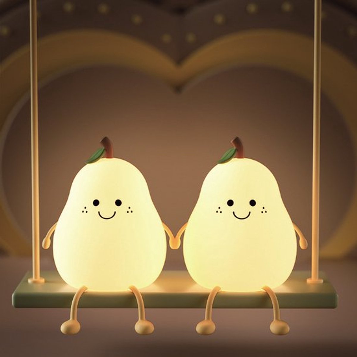 2 stuks - Kinder nachtlampje - Timer - veilig voor kinderen - USB oplaadbaar - LED - Peer - RGB kleuren