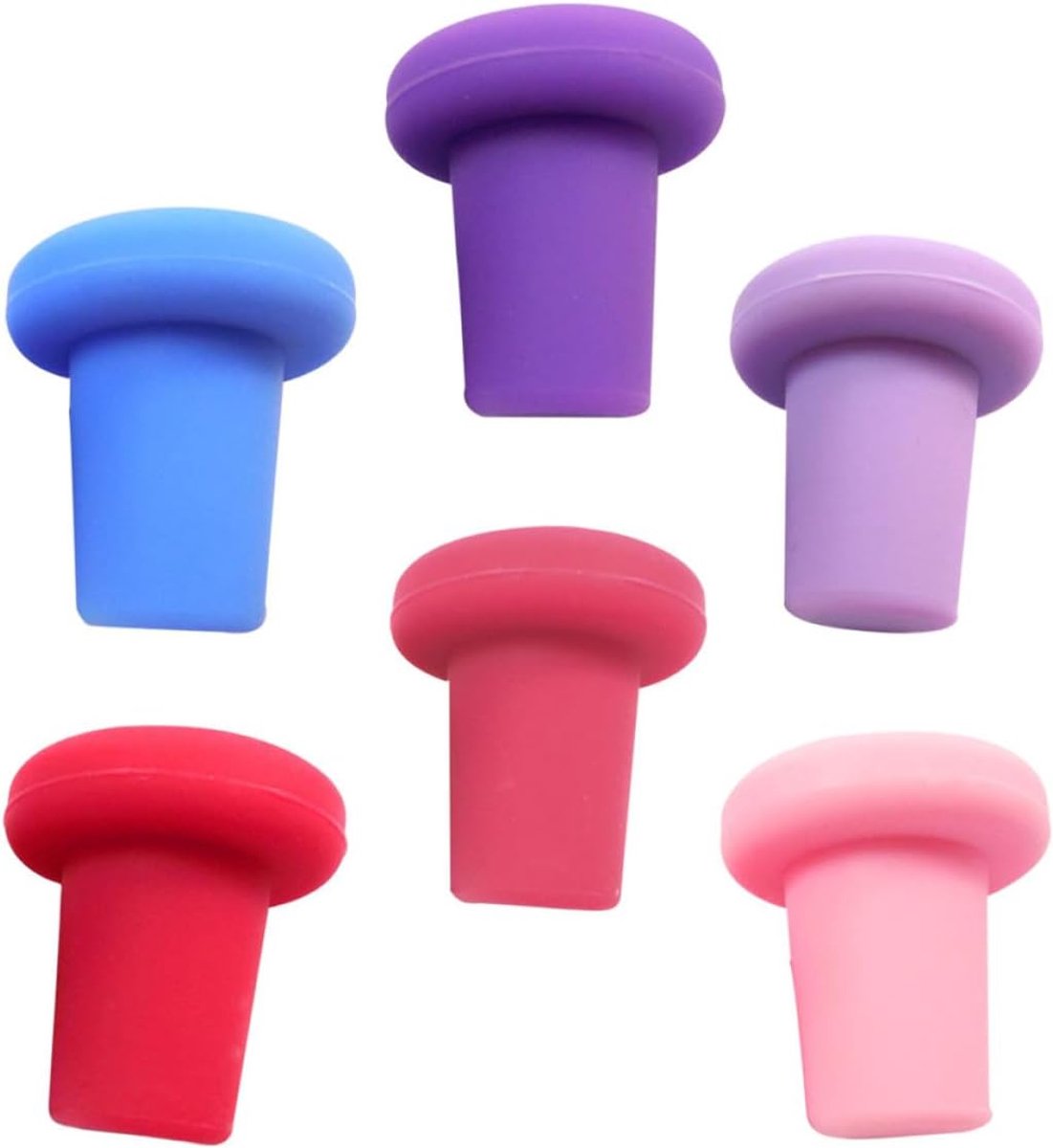Silicone Wijnstop Set van 6 - Luchtdichte & Lekdichte Herbruikbare Kurken - Voor Bar en Huisgebruik - Eenvoudig te Gebruiken en Schoon te Maken