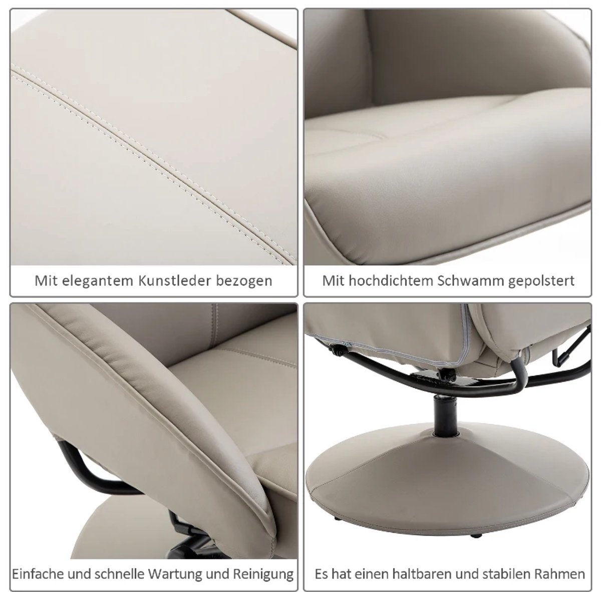 Relaxfauteuil 360° Draaibaar Massagestoel met Voetenbank - afbeelding 3