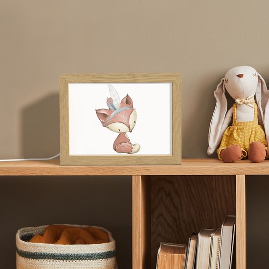 Nachtlampje 20x15 cm - Kinder lampje - Vos - Dier - Bosdieren - Tafellamp kinderkamer - Slaapkamer lamp - Bedlamp kinderen - Kinderlampje stopcontact - Wandlamp babykamer - Nachtlampjes van Merkloos — afbeelding 3