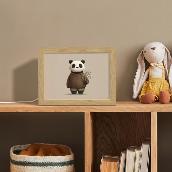 Nachtlampje 20x15 cm - Kinder lamp - Panda - Blauwe bloemen - Zachtheid - Tafellamp kinderkamer - Slaapkamer lamp - Bedlamp kinderen - Kinderlampje stopcontact - Wandlamp babykamer - Nachtlampjes van Merkloos — afbeelding 3