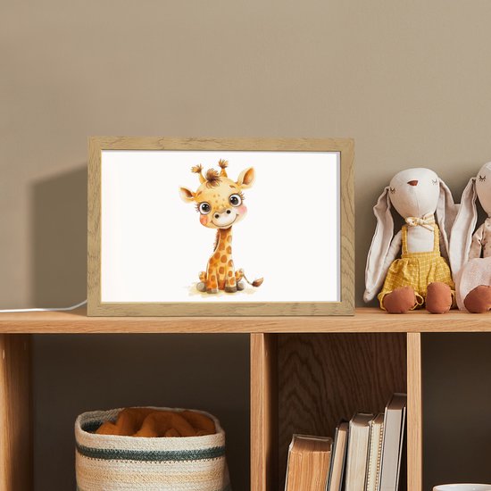 Nachtlampje 30x20 cm - Kinder lampje - Giraf - Baby dier - Wilde dieren - Tafellamp kinderkamer - Slaapkamer lamp - Bedlamp kinderen - Kinderlampje stopcontact - Wandlamp babykamer - Nachtlampjes van Merkloos — afbeelding 3