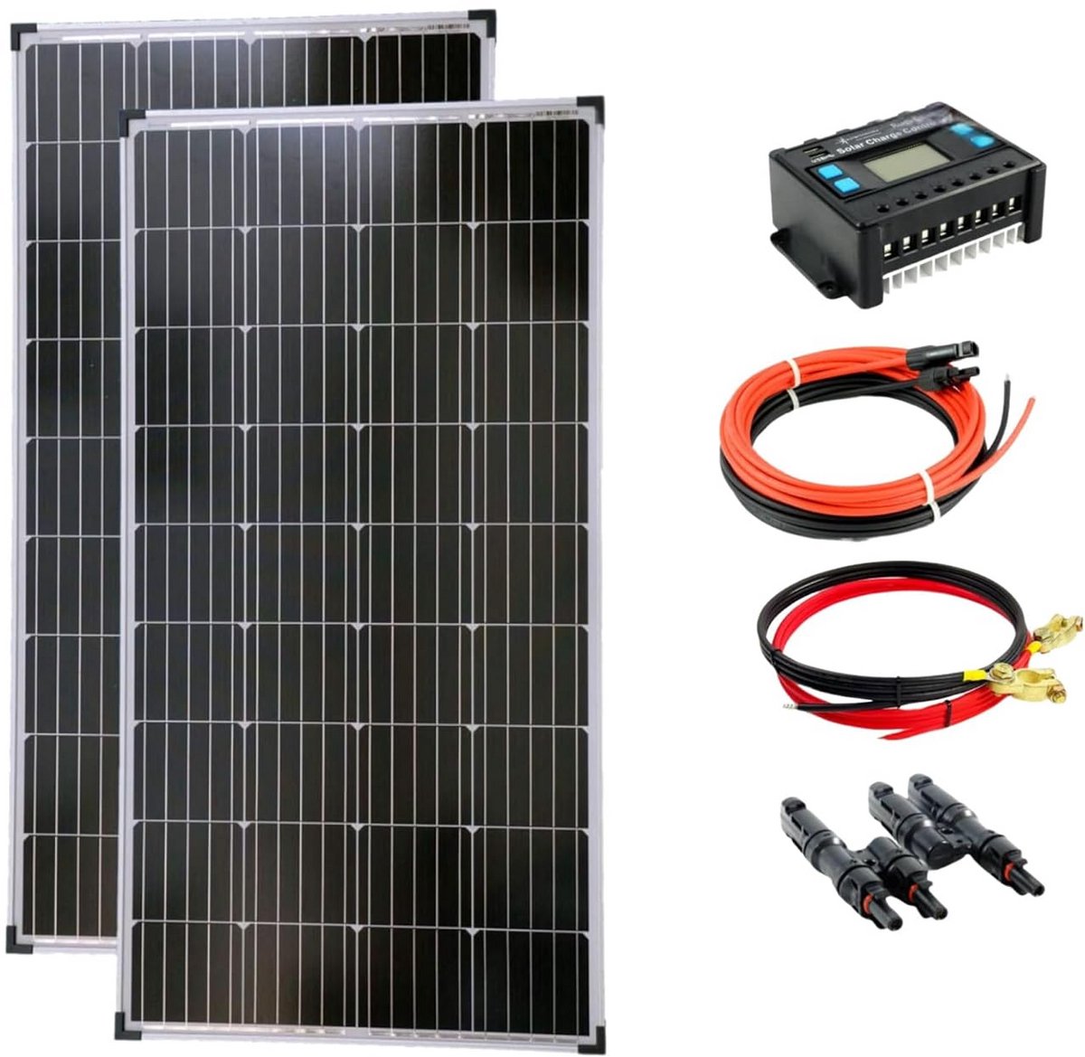 Complete set 2x130W Zonnepanelen met Laadregelaar voor Eilandinstallatie