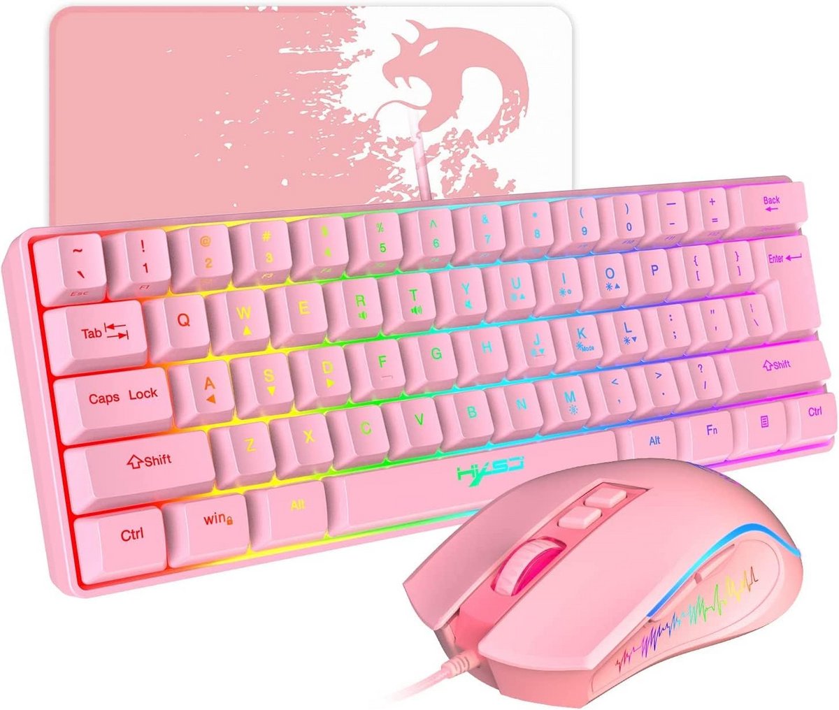 Compact 60% Gaming Toetsenbord en Muis Set met RGB Verlichting