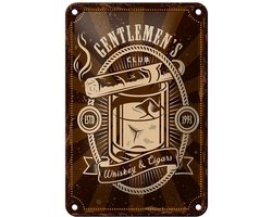 Blechschild Spruch Gentlemen`s Club Whiskey & Cigars 12x18cm Schild