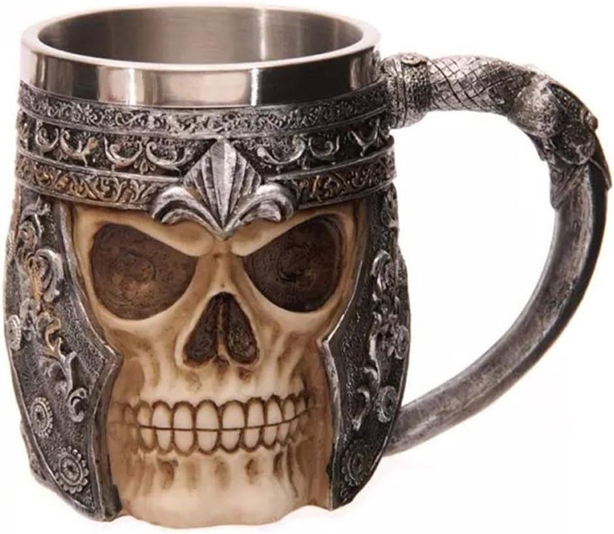Roestvrijstalen drinkkan - voor water, thee, koffie - schedelpatroon - 350 ml