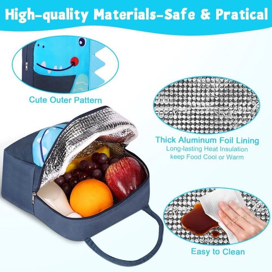 Runmeihe Kinderlunchtas voor meisjes, jongens, studenten, herbruikbare cartoon geïsoleerde lunchtas, kleine opvouwbare waterdichte lunchtassen voor reizen, picknick, school