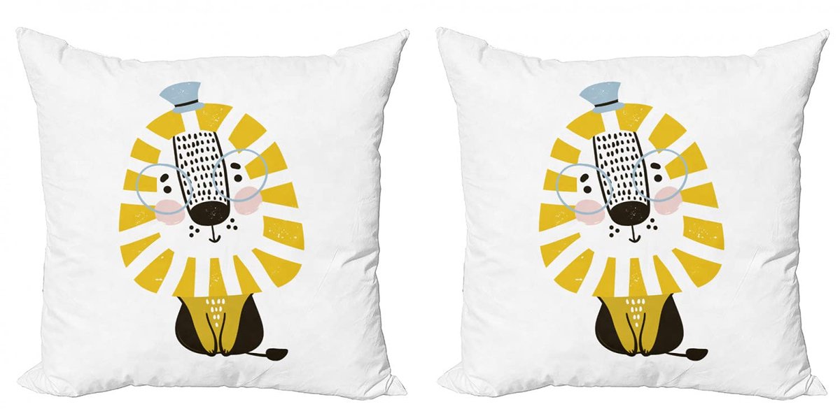 ABAKUHAUS Leeuw Kussenhoes – 2x40x40 cm – Dubbelzijdig digitaal bedrukt Blauw