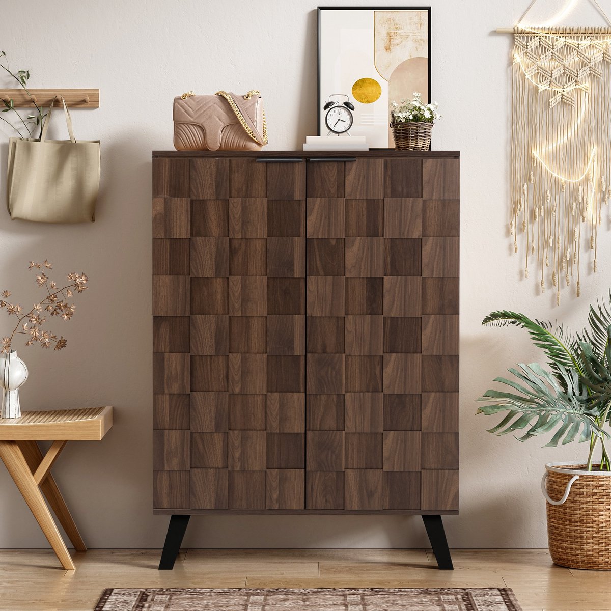 Sweiko Dressoir - Verstelbare plank - Schoenenkast - 80.5 x 35 x 109.5 cm - Bruin