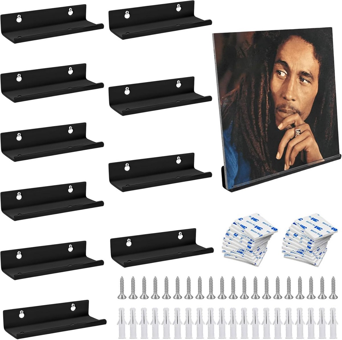 10x Luxe Vinyl Platen Wandhouder - Doorzichtig Acryl Display voor LP's en Hoezen