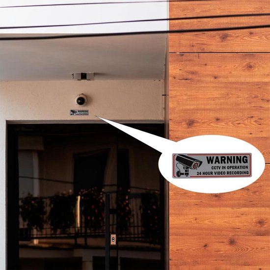 4 Stuks Camerabewaking Waarschuwingsborden RVS - Duidelijk Zichtbaar — afbeelding 4