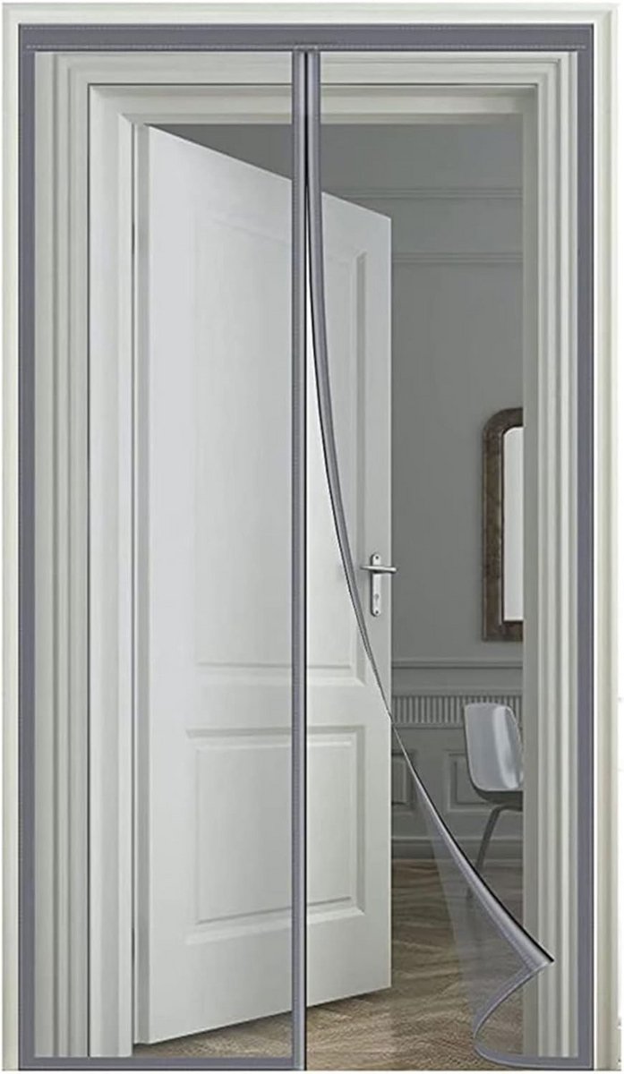 Magnetisch Insectenhor voor Deur en Raam 50x150cm Automatische Sluiting - Grijs