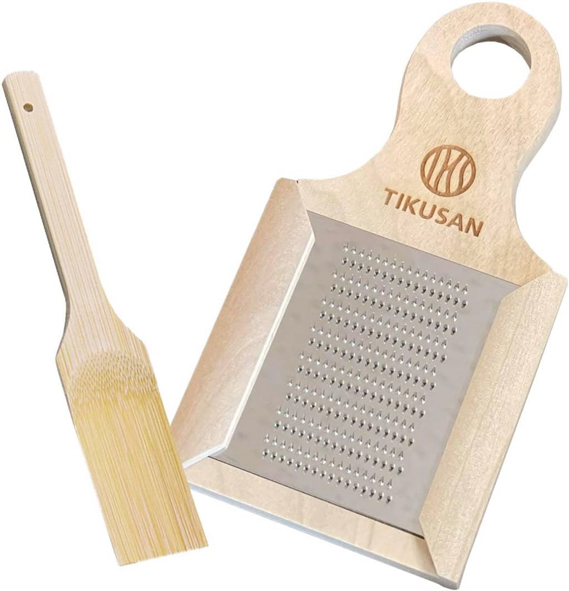Houten Rasp voor Wasabi, Gember en Knoflook met Bamboeborstel - Handgemaakt in Japan