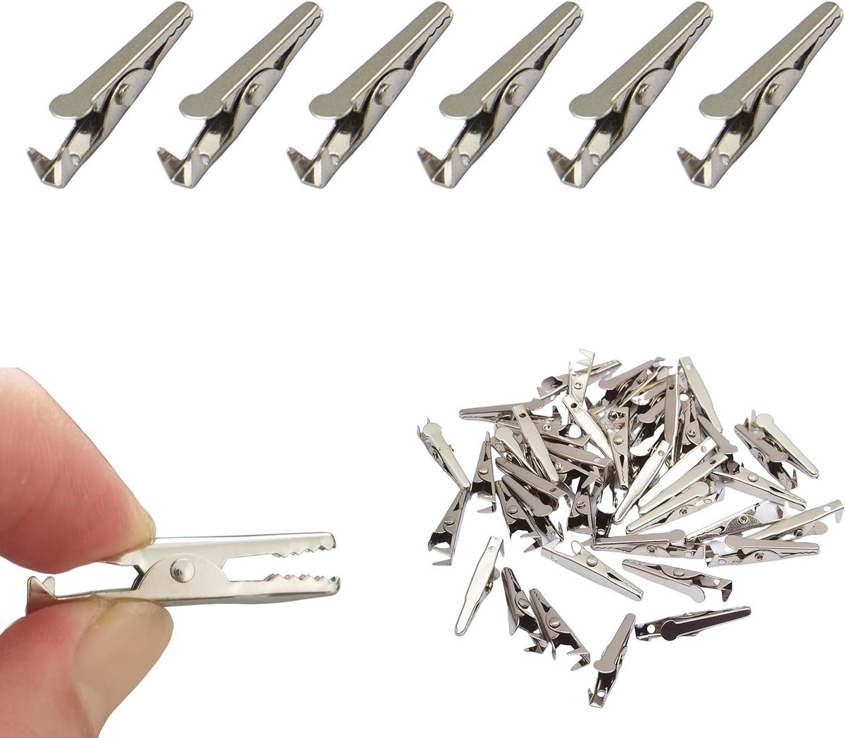 50 Stuks Mini Metalen Alligator Clips Batterij Testkabels Zilverkleurig