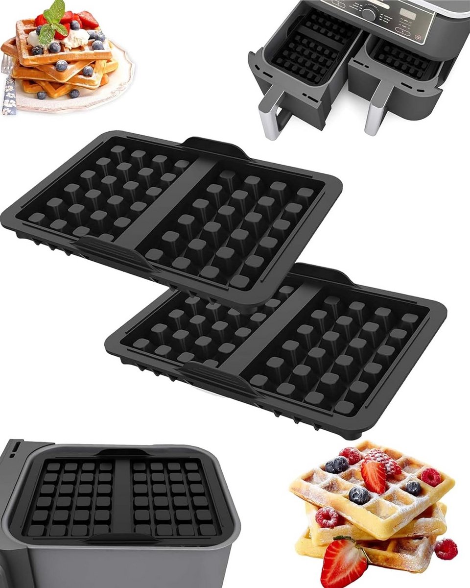 2x Siliconen Wafelvorm voor Belgische Wafels – Oven & Airfryer Bestendig