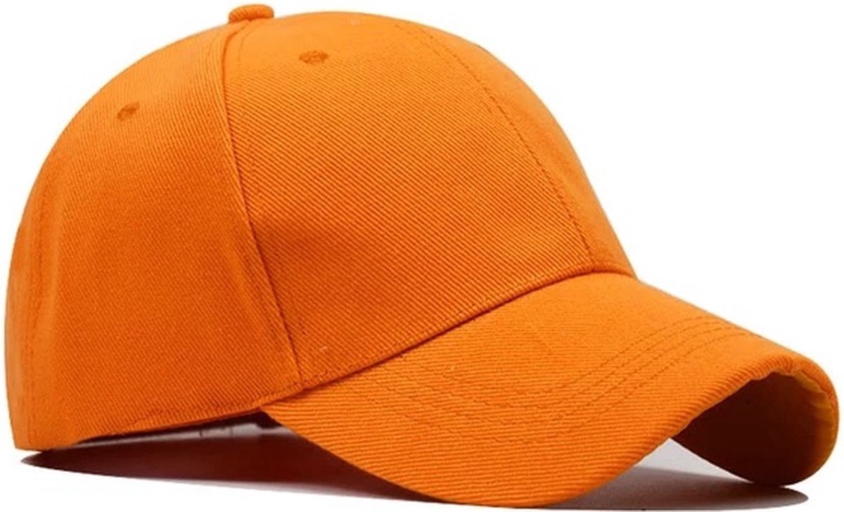 Baseball cap - Pet - 6 Panelen - Verstelbaar - Katoen - Zonwering - Hoofddeksel - Oranje - Jonyx