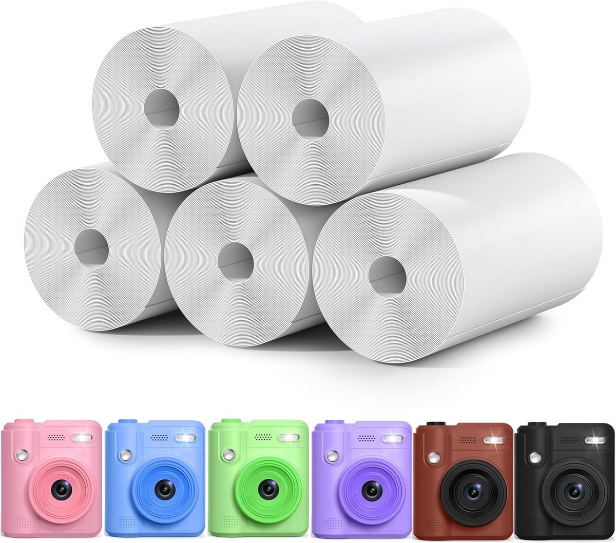 5 Rollen Thermisch Printpapier voor Kinderen Instant Camera - 2.2 Inch Fotopapier Navulling