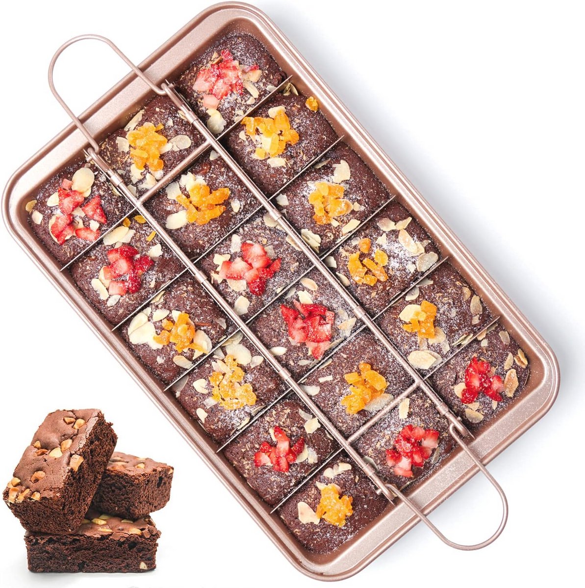 Niet Stick Brownie Pannen met Verdelers - Koolstofstaal Bakpan met Verwijderbare Bodem