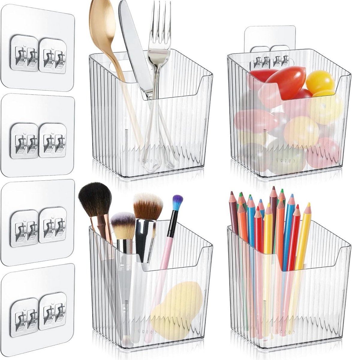 4 Stuks Acryl Wandhouders - Stapelbare Organizer voor Keuken, Badkamer en Kasten