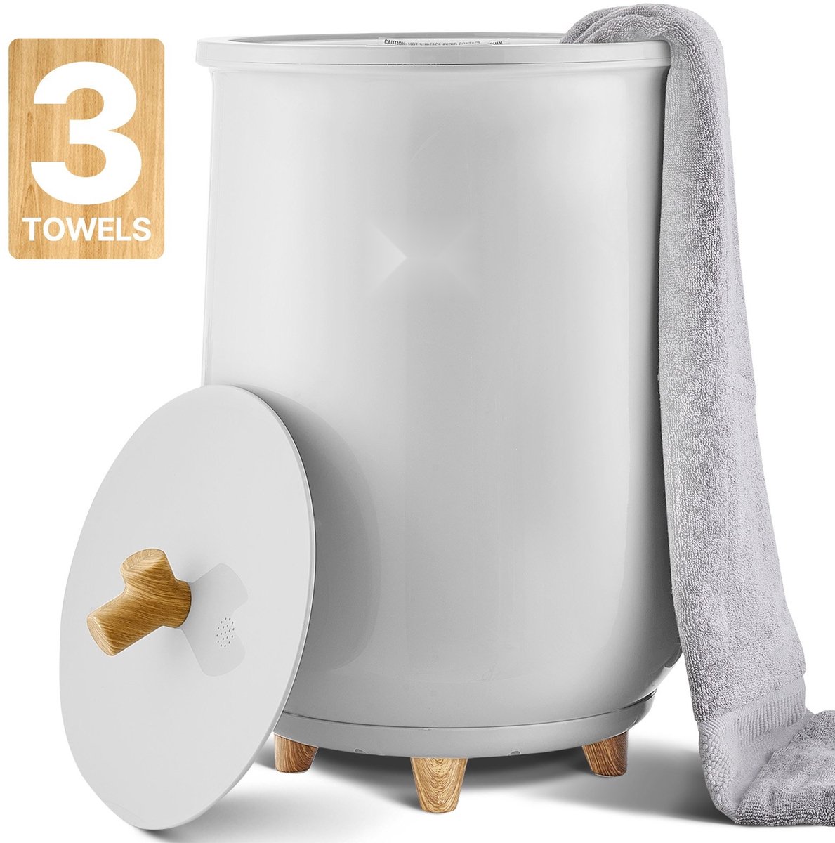 Handdoekverwarmer - Emmerverwarmer 20 L - LED-verlichting - Automatische uitschakeling - Temperatuurregeling - Snelle opwarming - Voor spa, badkamer en wasruimte - Grijs