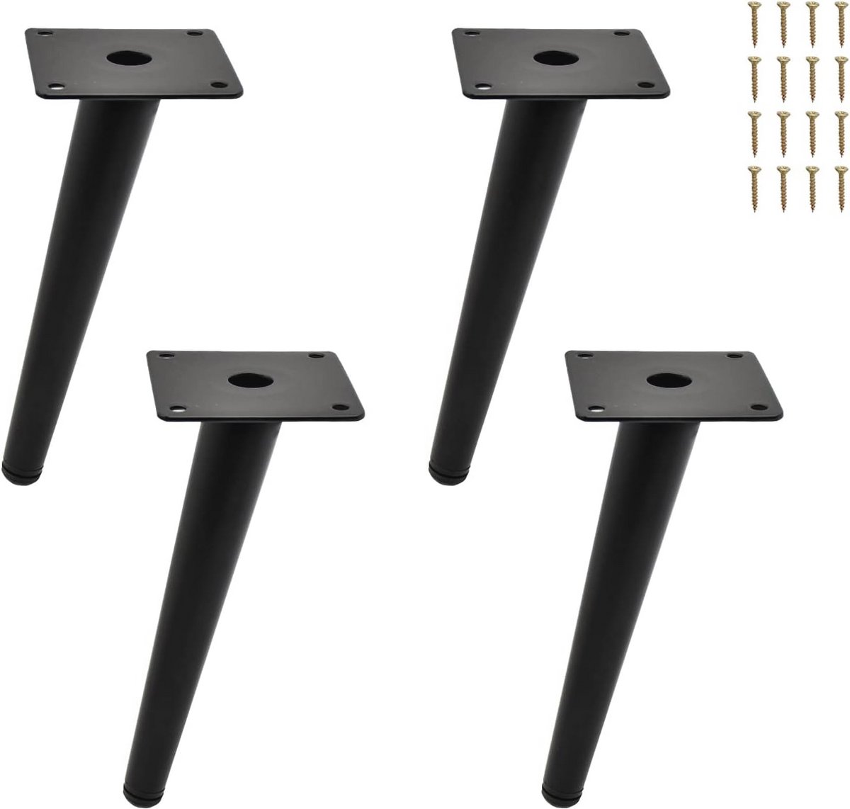 Schuine Tafelpoten - 4 Stuks, 20 cm, Zwart Metalen Meubelpoten voor Tafel en Meubels