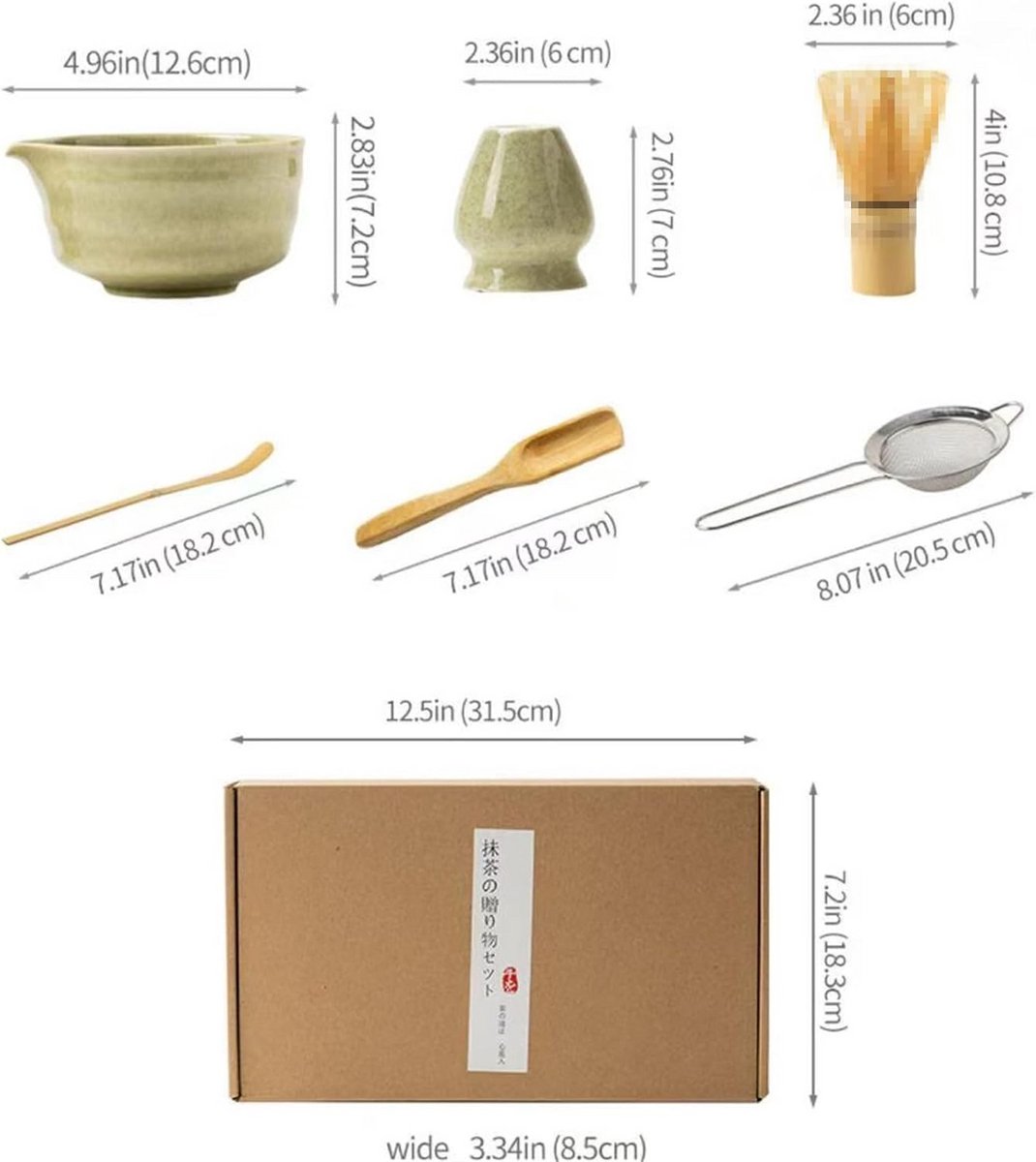 Matcha-theeset met 6 accessoires voor authentieke theeceremonie