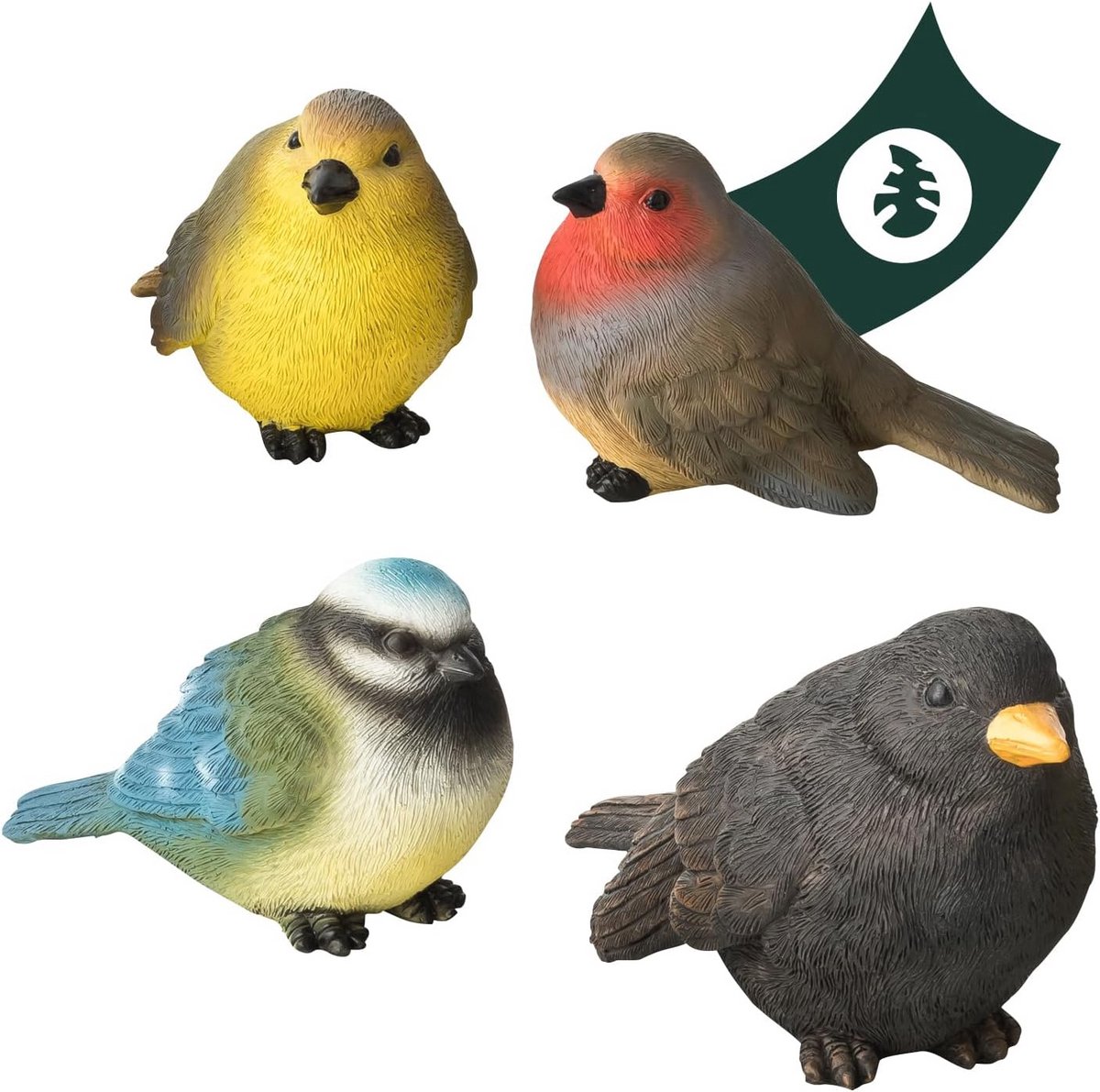 Decoratieve Vogels voor Tuin en Balkon - Polyresin Figuurtjes Set van 4