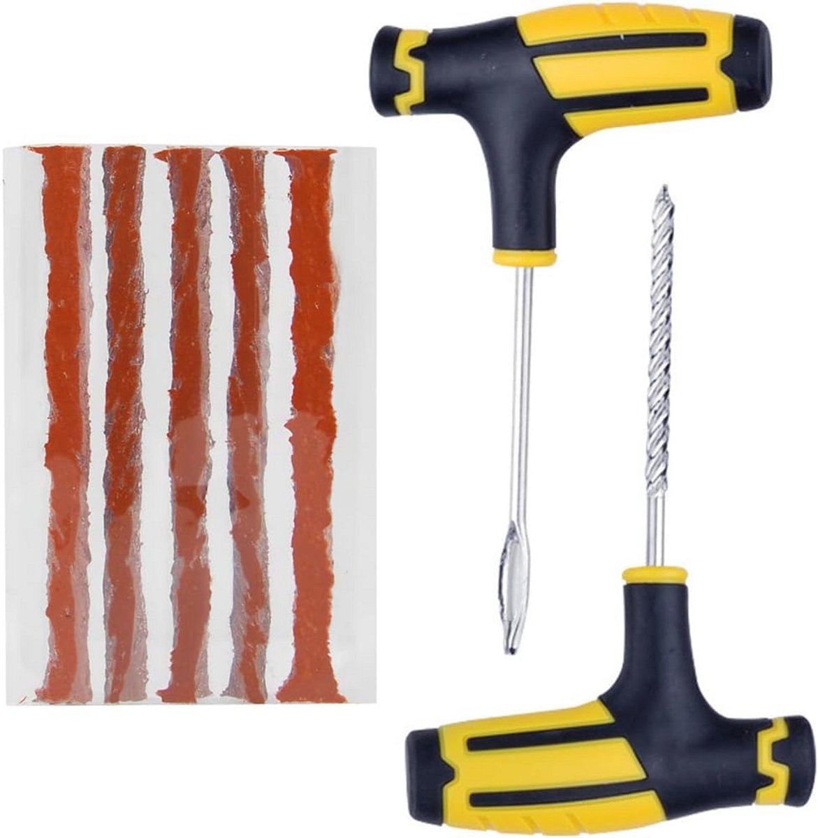 Complete 7-delige Bandenreparatieset voor Auto, Motor en Fiets - Inclusief Vulcaniserende Strips en T-Handvaten