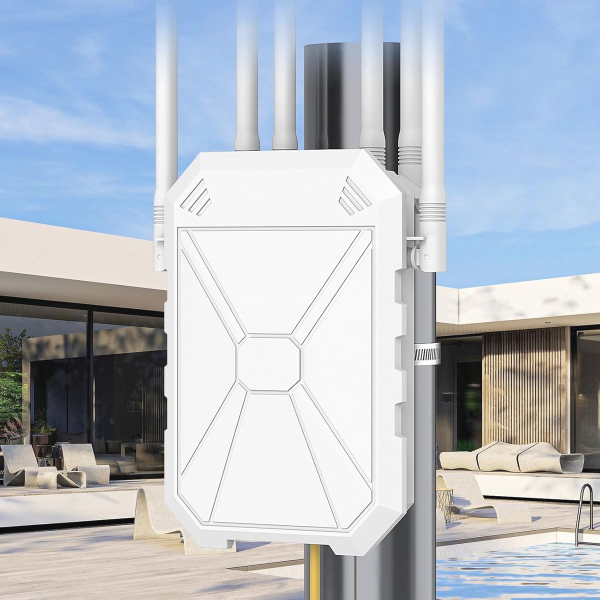 Krachtige Externe Wifi-Repeter met 6 Antennes, Weerbestendig en Gigabit Ethernet
