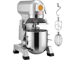 Commerciële Keukenmixer - Planetaire Standmixer/Deegmixer - 18,7 L Capaciteit - 1100 W Motor - 3 Snelheden - RVS Kom - 3 Opzetstukken