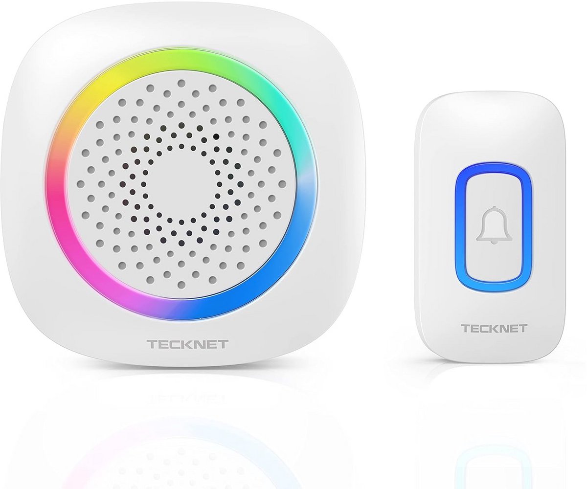 Draadloze Deurbel met RGB Verlichting, 60 Melodieën en IP66 Waterdicht, 400m Bereik en Stille Modus