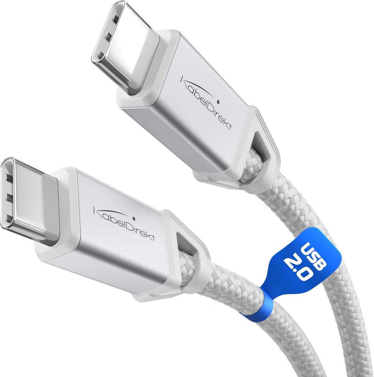 USB-C Kabel 3 Meter Wit - Krachtig Opladen tot 60W en Snelle Dataoverdracht - Stevige Nylon Vlechtwerk