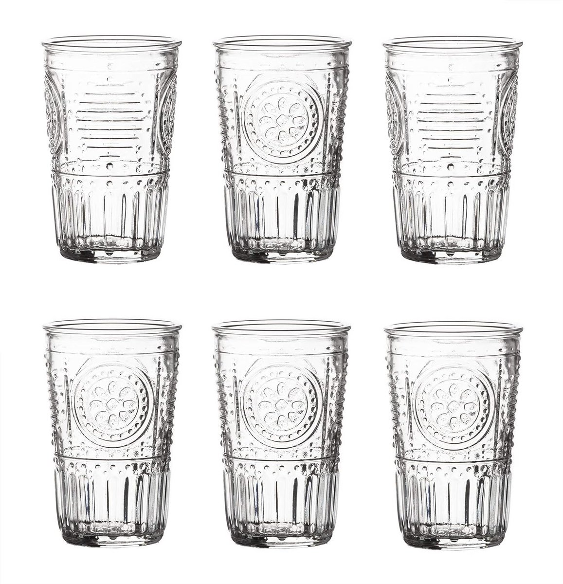 Romantische glazen set van 6 - 30,5 cl - Ideaal voor tuinfeesten en vintage decoratie