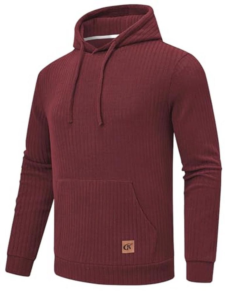 Oversized heren hoodie met lange mouwen en ritszakken - kleurblok jacquard sweatshirt