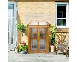 Lendo Online Kweekkas - Broeikas - Tuinkas - Kweekbak - Kas - Serre - 60x49x97,5 cm - vurenhout met pc platen - bruin