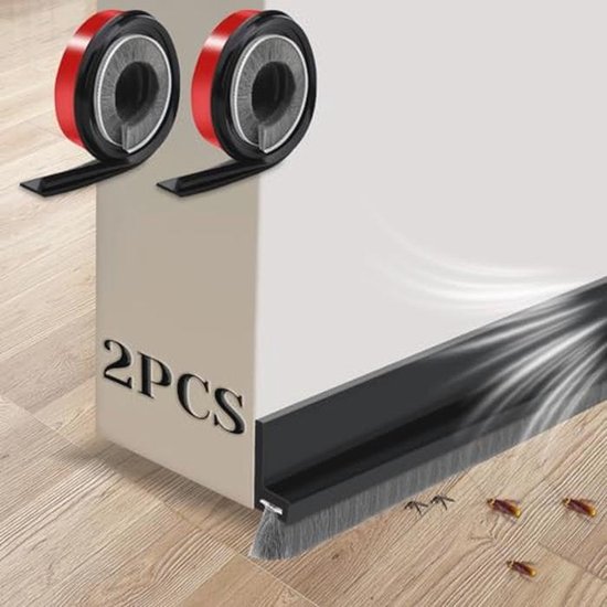 Gedotec tochtstopper voor deuren zilver van aluminium [Lengte: 1 m] Borstelafdichting insectenbescherming & koudbescherming voor deuren I Deurafdichting onderaan I Deurafdichting onderin I