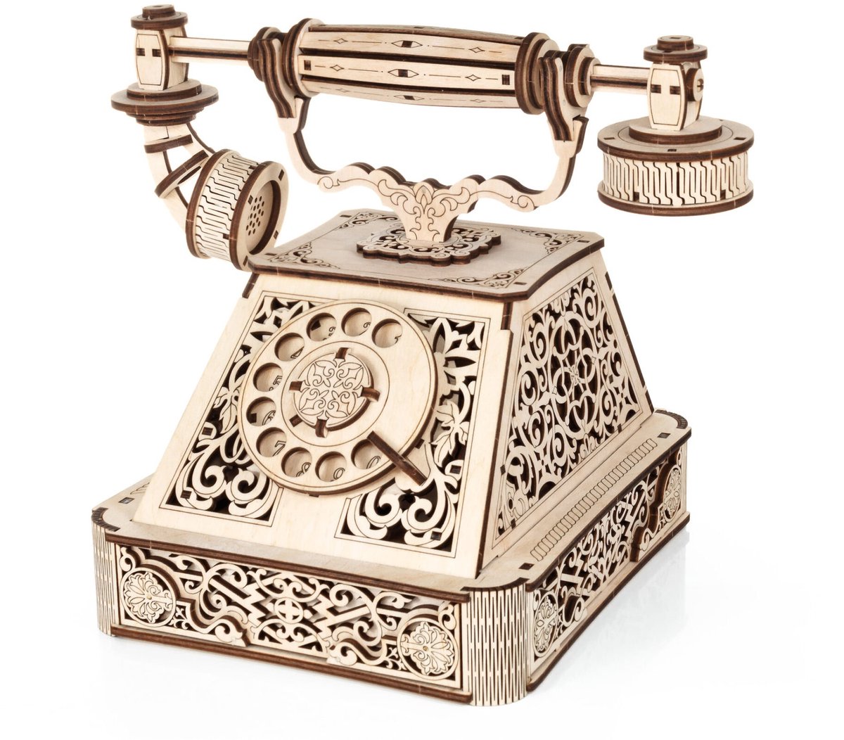 Eco Wood Art Modelbouwpakket Retro Telefoon - 3D Puzzel - Miniatuur Bouwpakket Volwassenen - DIY - Knutselen - Hout