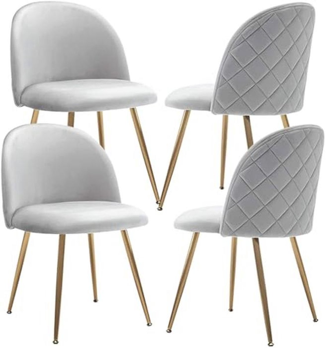 Set van 4 Eetkamerstoelen met Fluwelen Zitting en Hoge Rugleuning