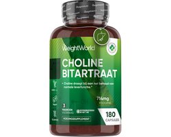 WeightWorld Choline Bitartraat capsules - Lever detox - 180 vegan capsules voor 3 maanden voorraad