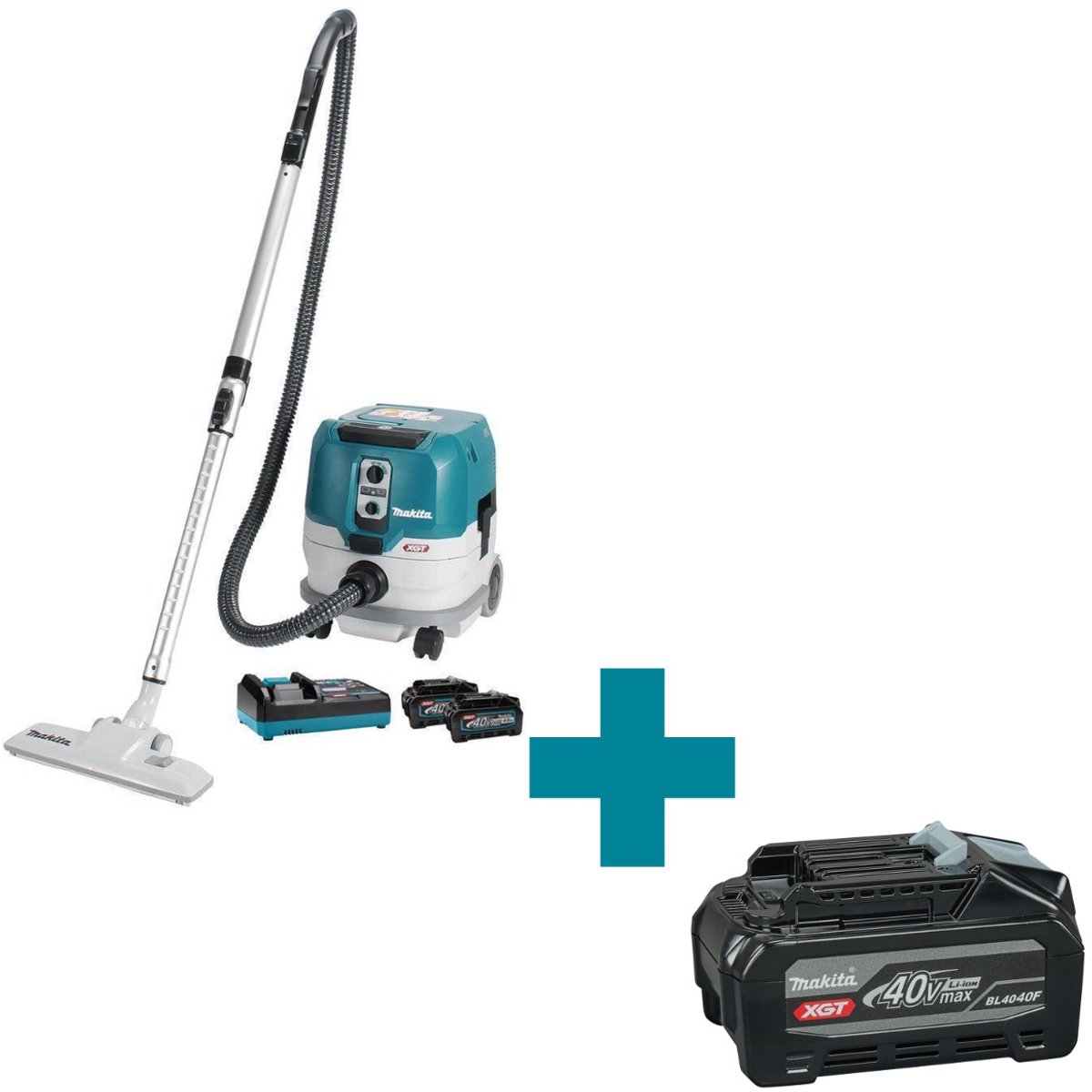 Makita VC005GLM201X XGT 40 V Max Li-Ion Accu Stofzuiger (2x 8,0Ah) - L-klasse - 8L