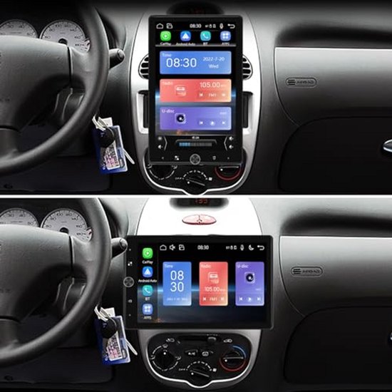 Single 1 DIN autoradio met Apple CarPlay Android Auto draadloos, 10.1 afneembaar HD draaibaar Single 1 DIN autoradio met Apple CarPlay Android Auto draadloos, 10.1 afneembaar HD draaibaar