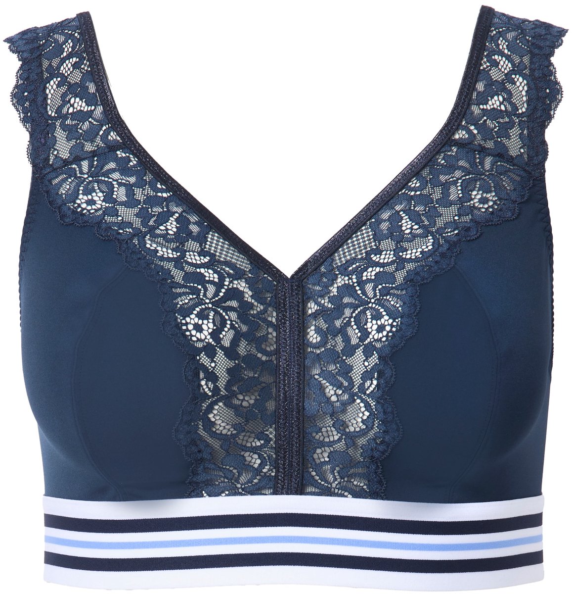 Ulla Popken Dames - Minimizer bralette kant zonder beugels - Nachtblauw