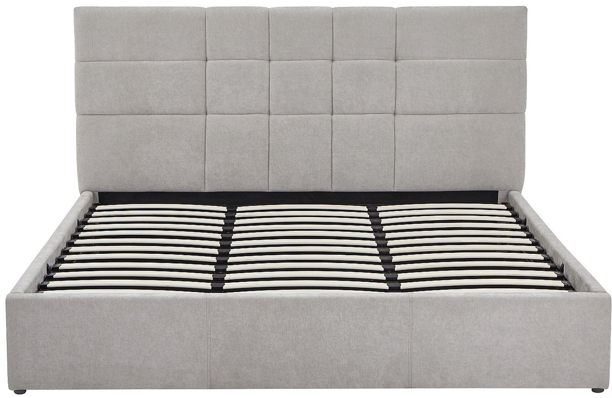 Vente-unique Bed met opbergruimte stof lichtgrijs 200 x 200 cm