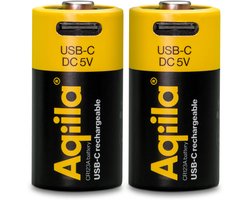 Aqiila CR123A Oplaadbare Li-ion Batterij 3V, 750 mAh - 2 stuks CR123a batterij oplaadbaar met 2-in1 USB-C kabel
